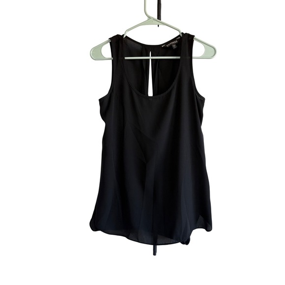 Express Black Sleeveless Blouse Top Keyhole Back Casual Tank S - Picture 2 of 4
